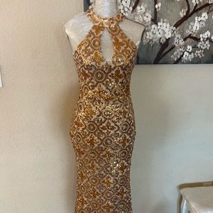 Gold Sequin Long Formal Dress